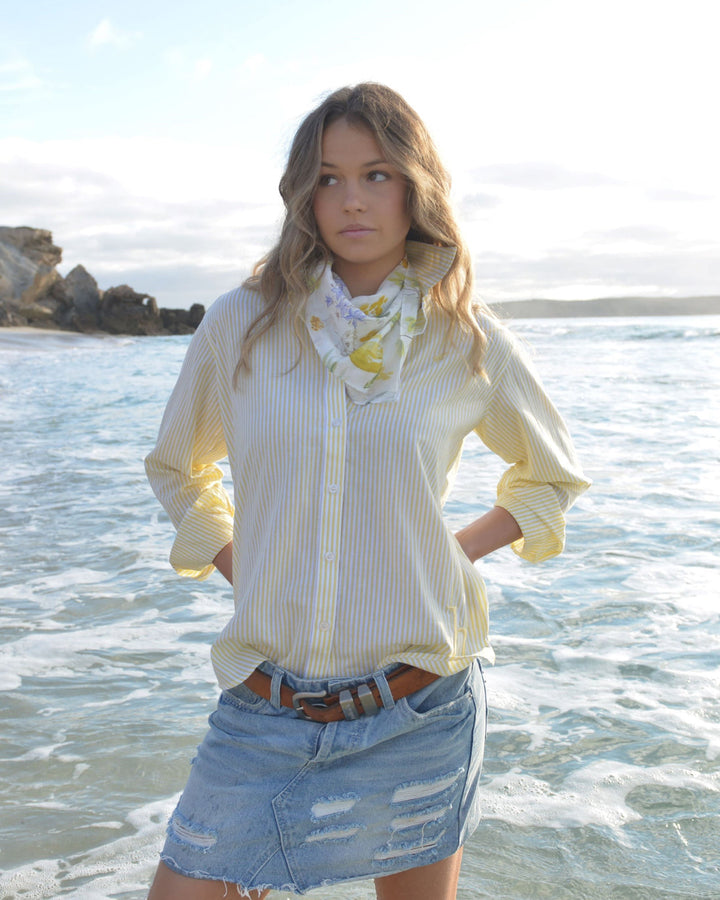 Bullrush - Womens Penola Pinstripe Shirt in Lemon