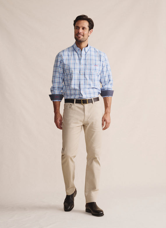 S Kidman - Mens Abderdeen Long Sleeve Shirt in Blue