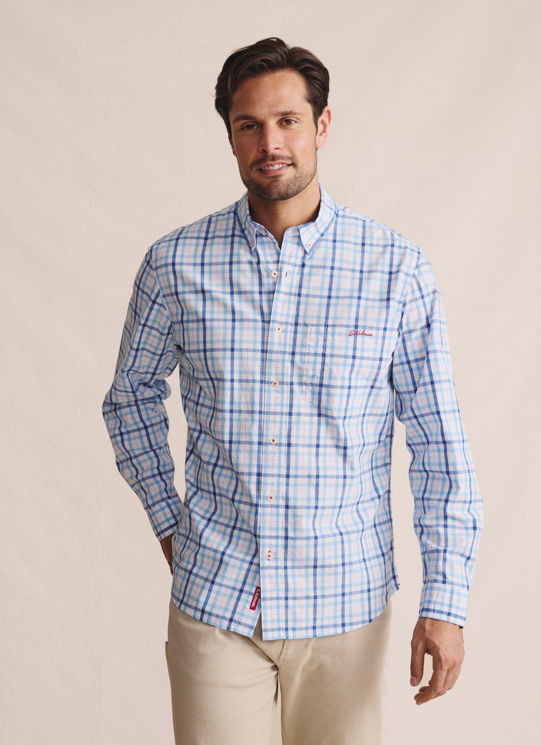 S Kidman - Mens Abderdeen Long Sleeve Shirt in Blue