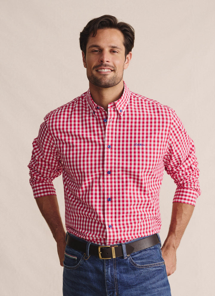 S Kidman - Mens Holstein Long Sleeve Shirt in Red