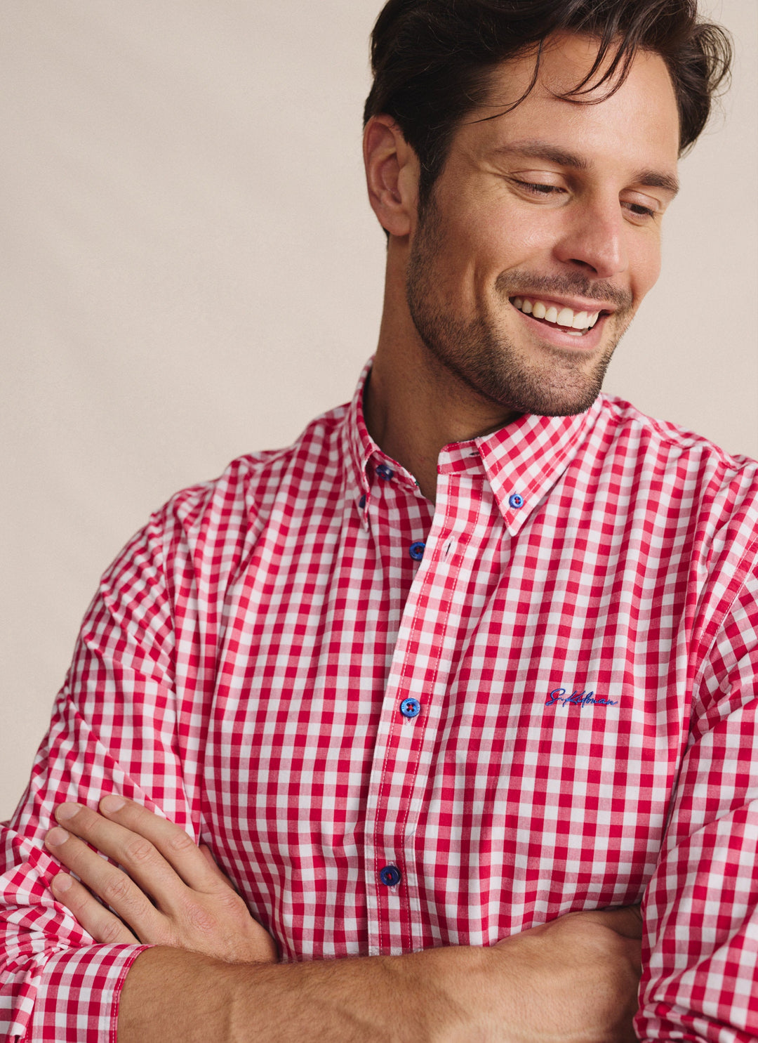 S Kidman - Mens Holstein Long Sleeve Shirt in Red