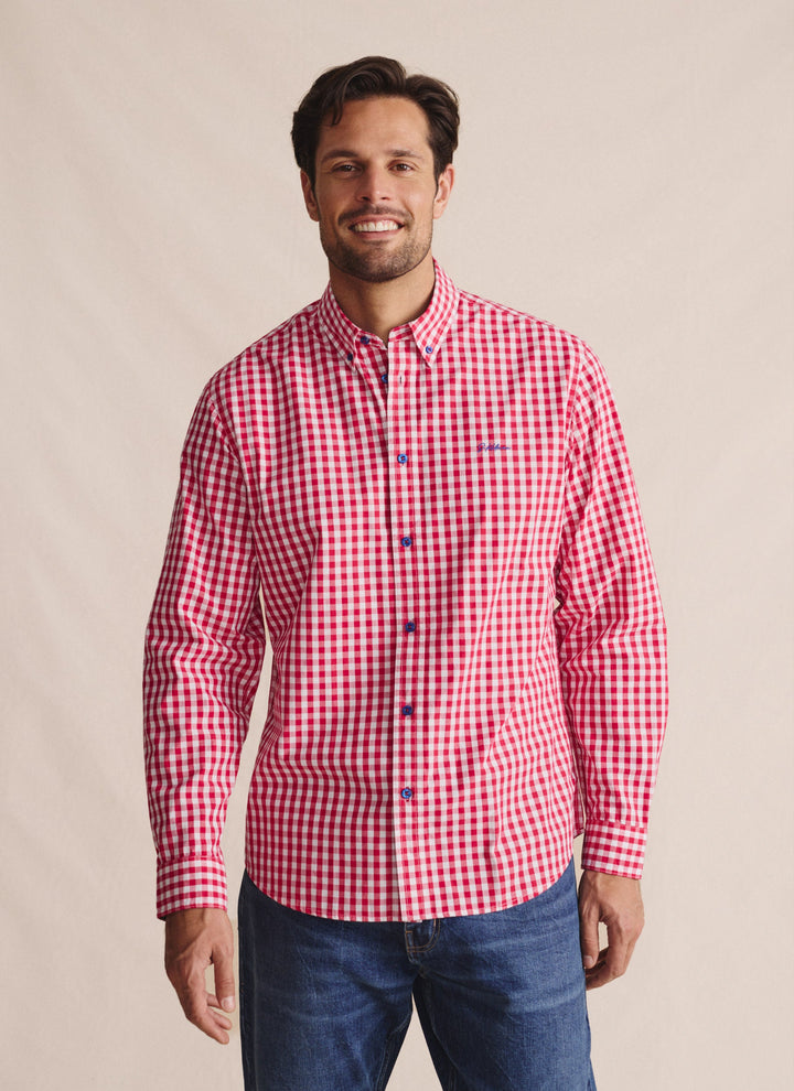 S Kidman - Mens Holstein Long Sleeve Shirt in Red