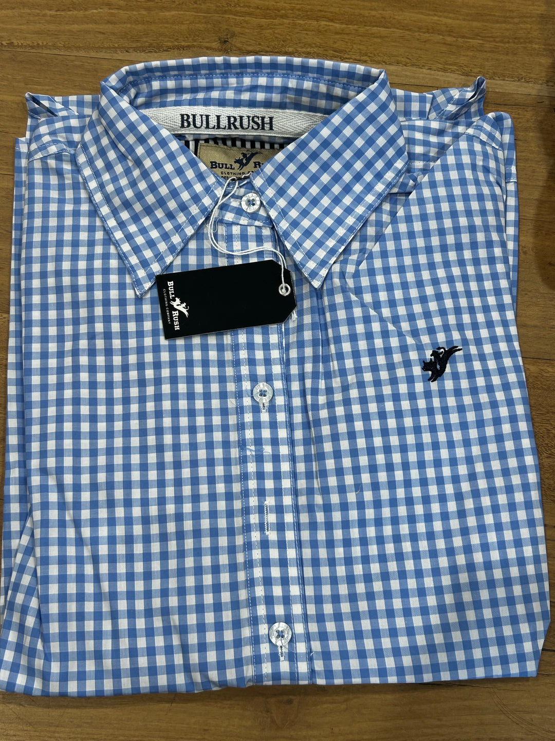 Bullrush - Ladies Seascape Blair Gingham Shirt in Baby Blue