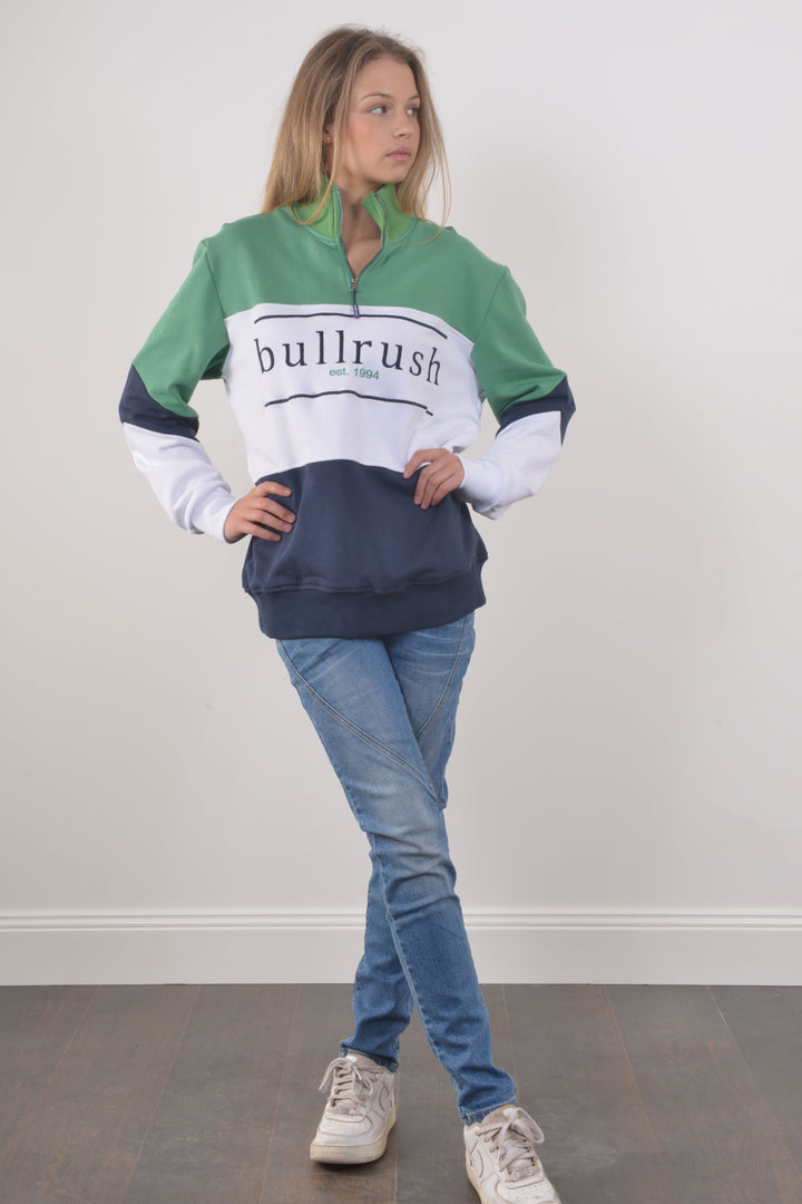 Bullrush - Springton Zip Sweat in Navy/Green