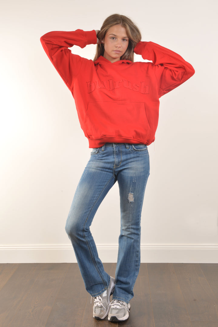 Bullrush - Raw Hoodie in Red