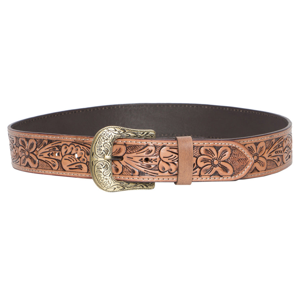 TDE - Tooling Leather Belt with Removable Buckle (Belt 07)
