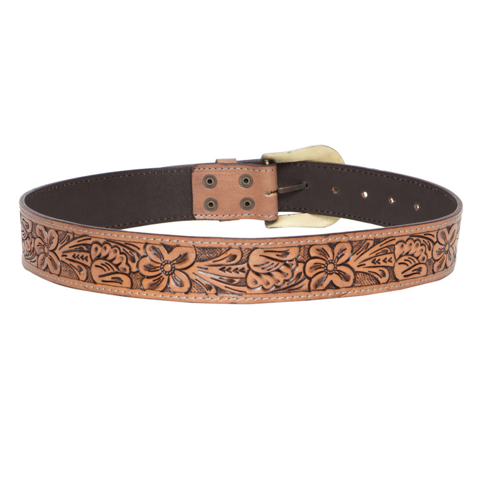 TDE - Tooling Leather Belt with Removable Buckle (Belt 07)