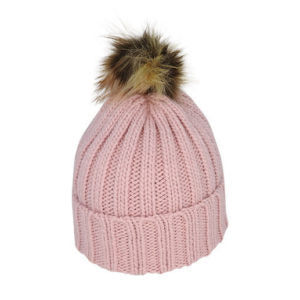 Avenel - Amber Acrylic knit Beanie with fur pom pom