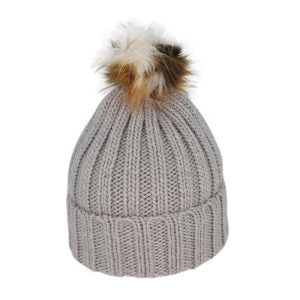 Avenel - Amber Acrylic knit Beanie with fur pom pom