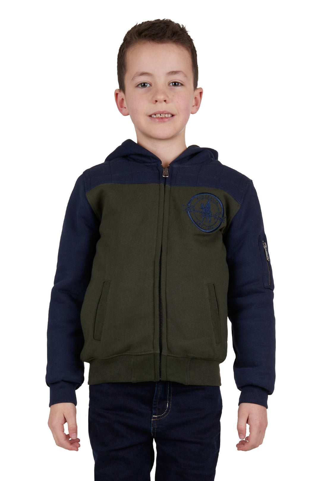 Thomas Cook - Boys Original Zip Through Hoodie in navy/green W24