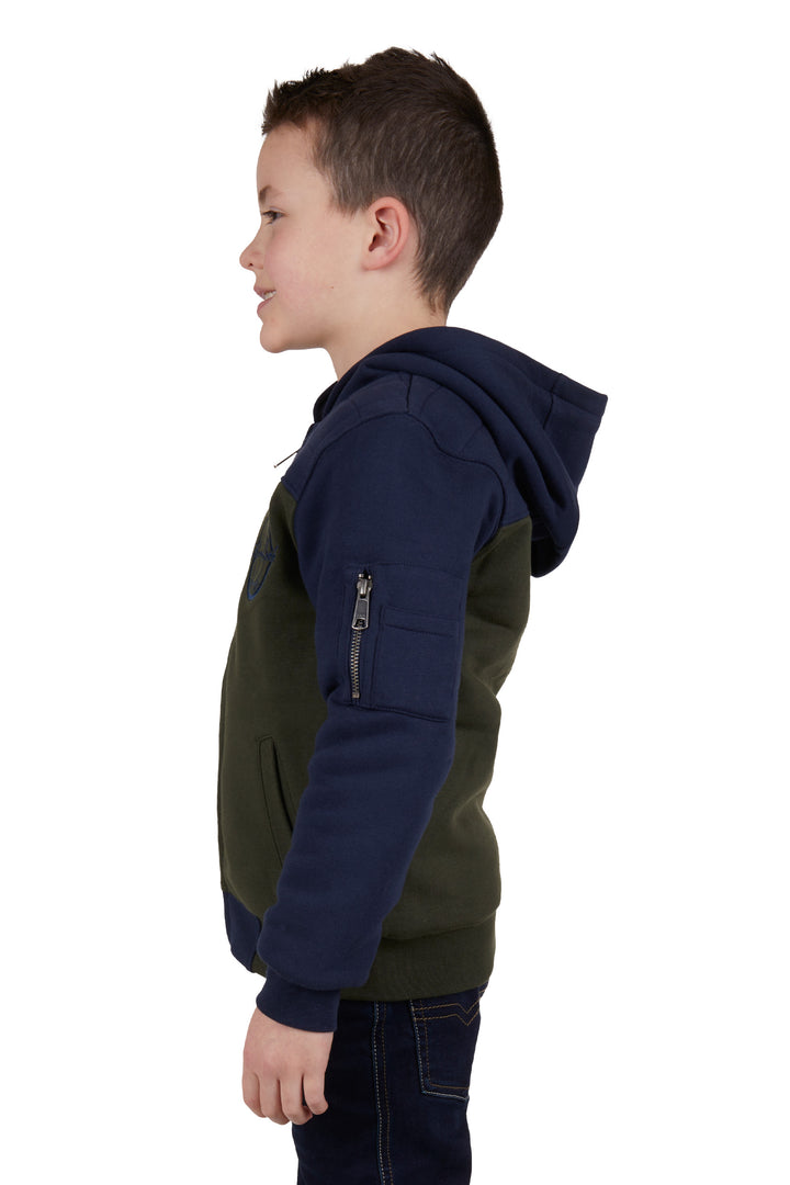 Thomas Cook - Boys Original Zip Through Hoodie in navy/green W24