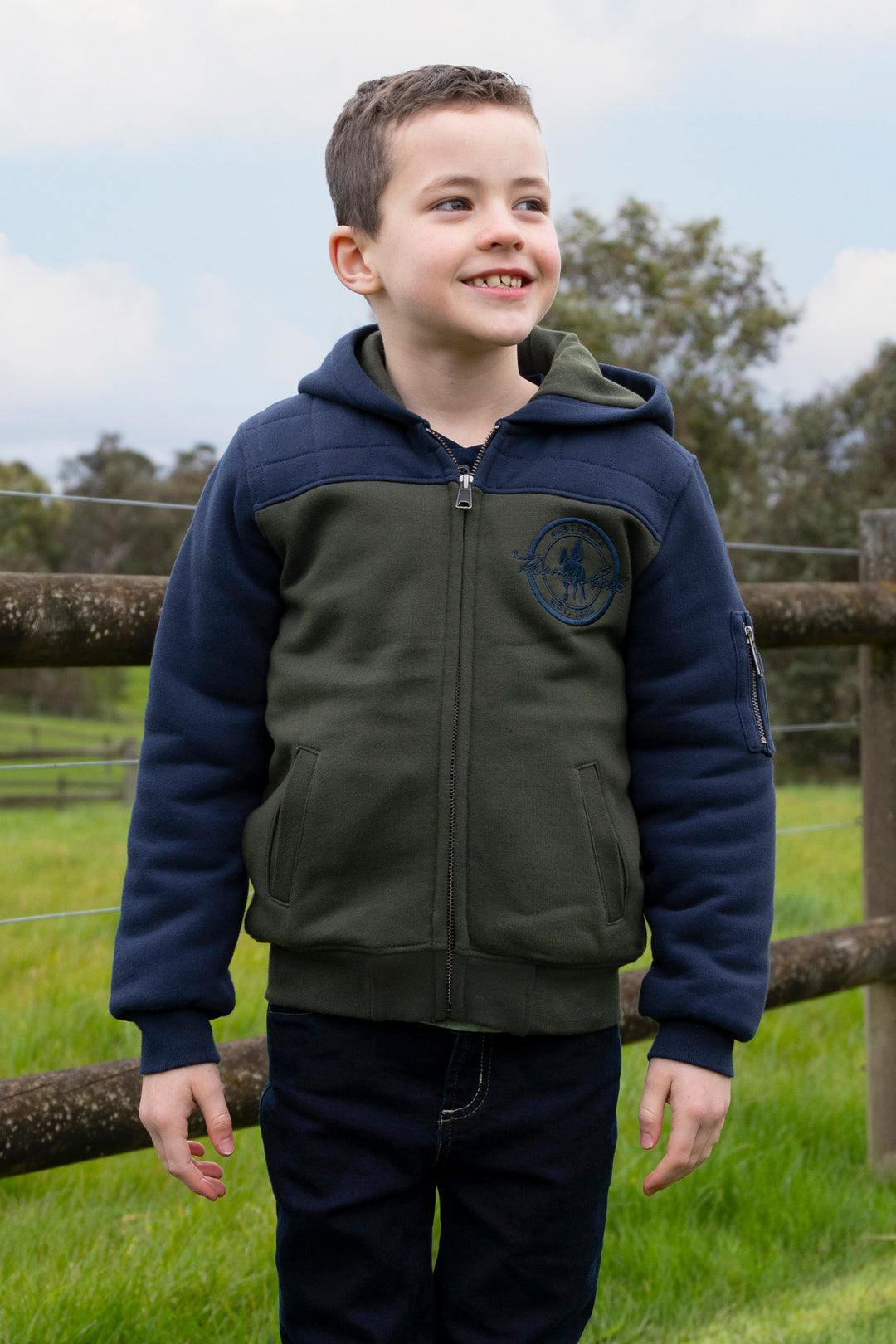 Thomas Cook - Boys Original Zip Through Hoodie in navy/green W24