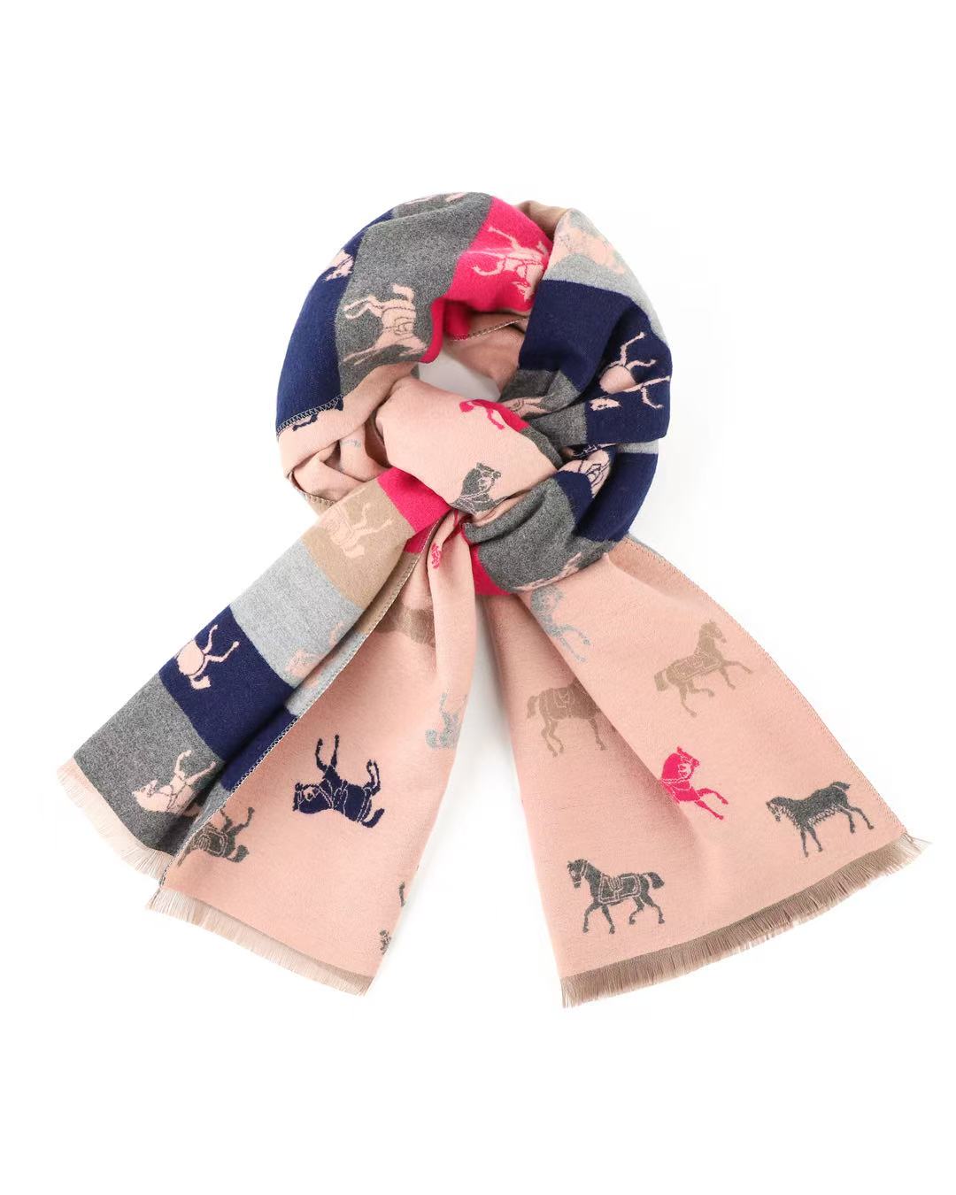 GW - Horse Lover in Pink – Reversible Winter Scarf