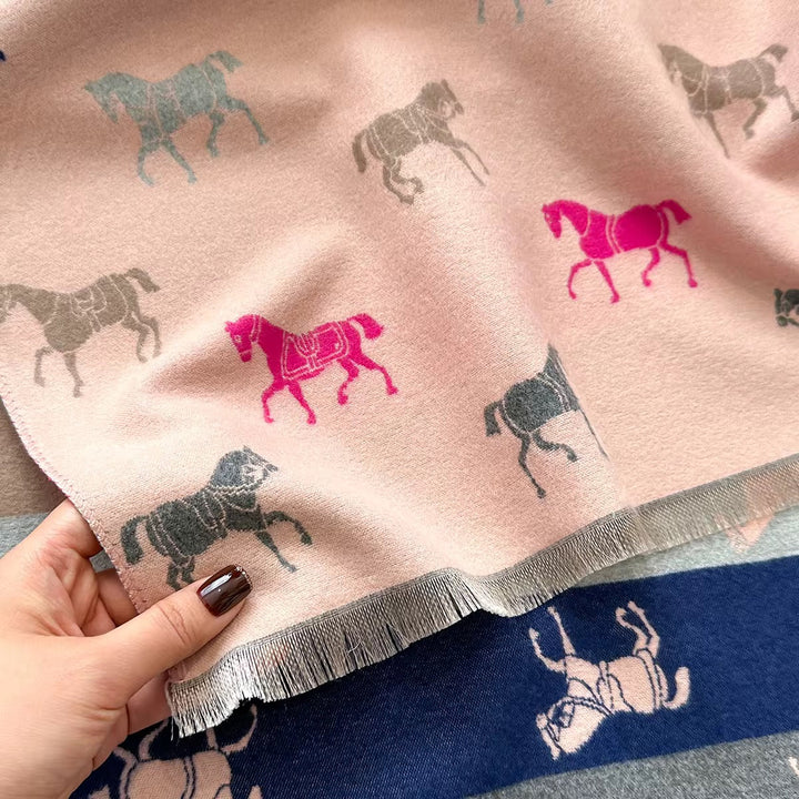 GW - Horse Lover in Pink – Reversible Winter Scarf
