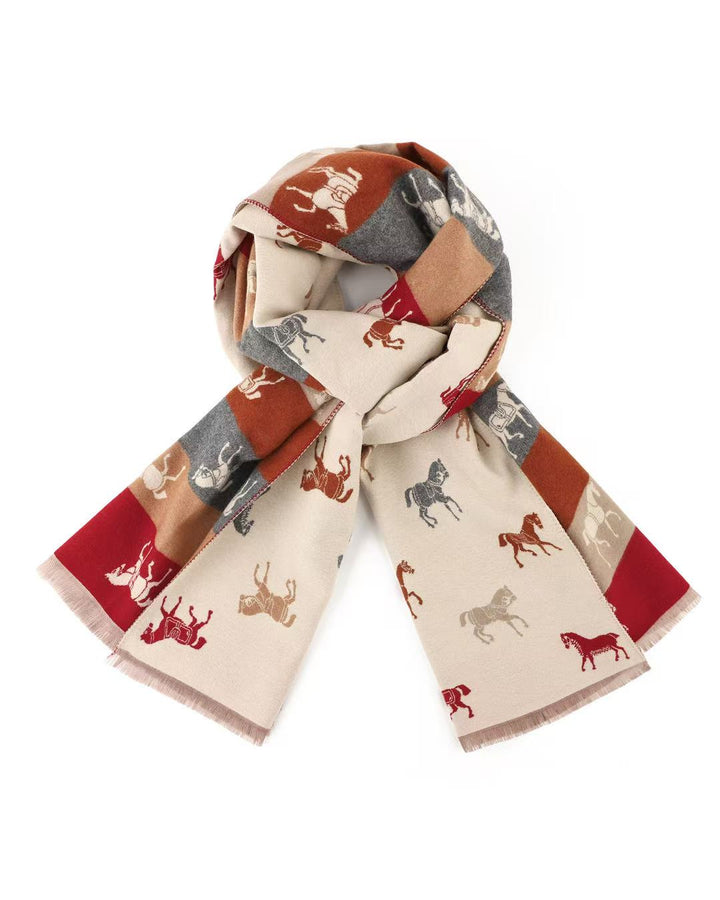 GW - Horse Lover in Cream – Reversible Winter Scarf