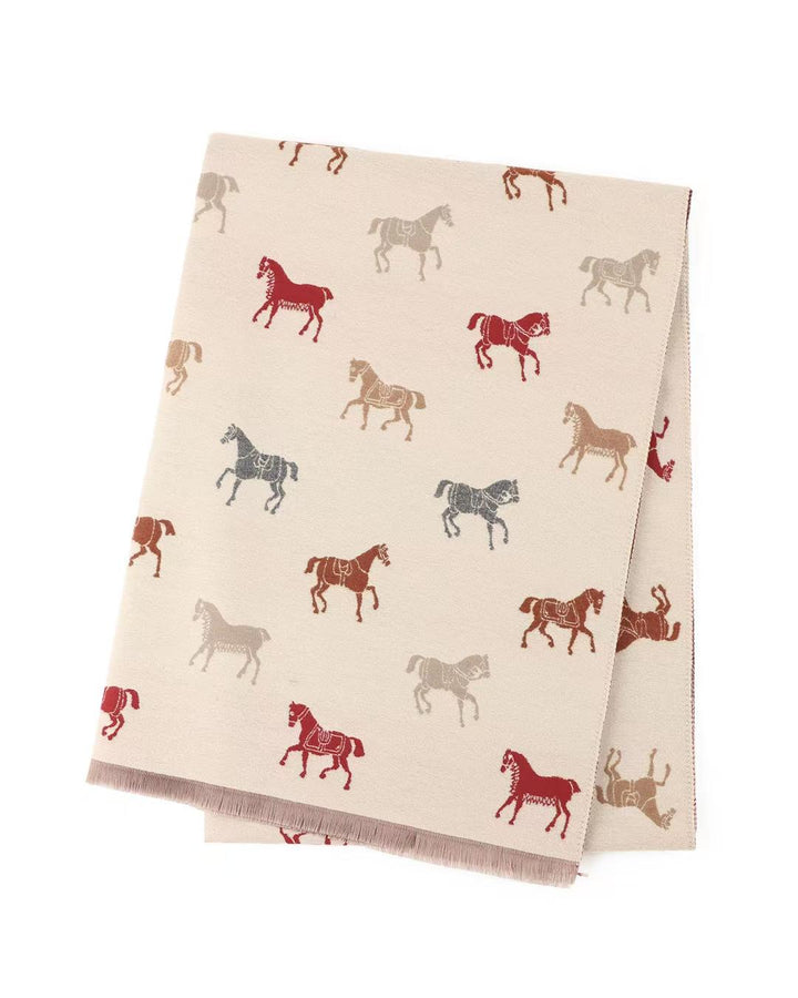 GW - Horse Lover in Cream – Reversible Winter Scarf