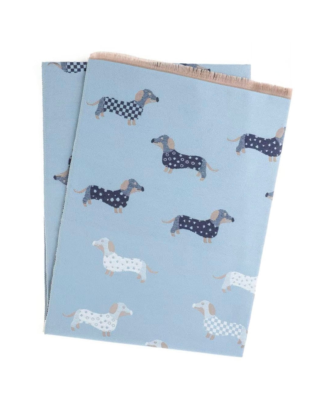 GW - Dachshund in Blues – Reversible Winter Scarf