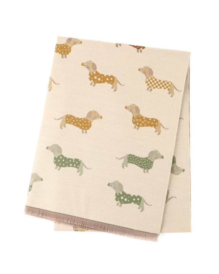 GW - Dachshund in Neutrals – Reversible Winter Scarf