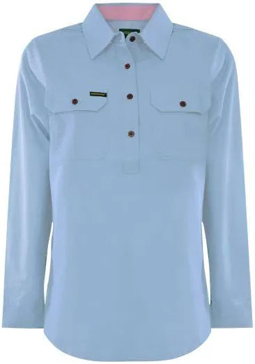 Hard Slog - Women's Light Cotton Long Sleeve Shirt in Pale Blue