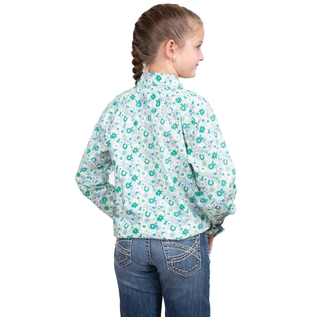 Just Country - Girl's Harper Half Button Shirt in Jacaranda Paper Daisys