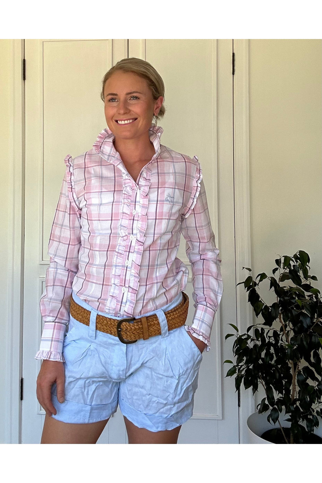 Blackcolt Clothing - Lilly Shirt Pink & Blue Check