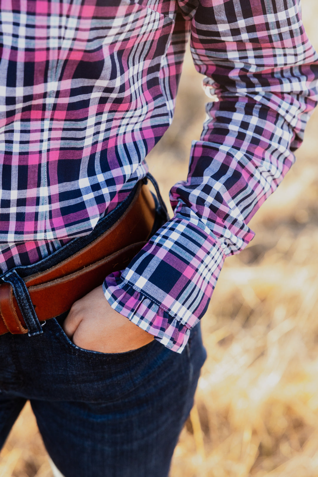 Black Colt - Sara Shirt in Navy & Pink Check