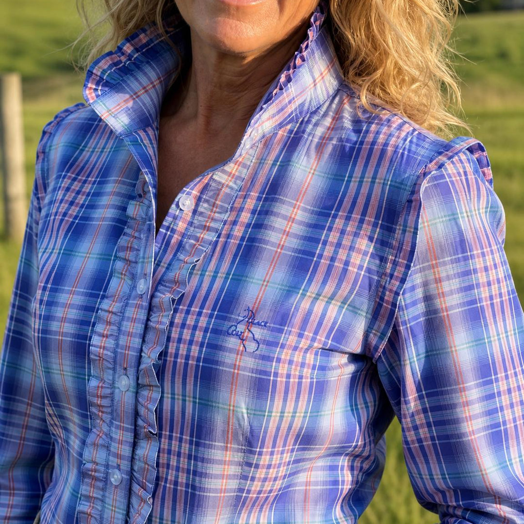 Black Colt - Sara Shirt in Blue, PInk & Orange Check