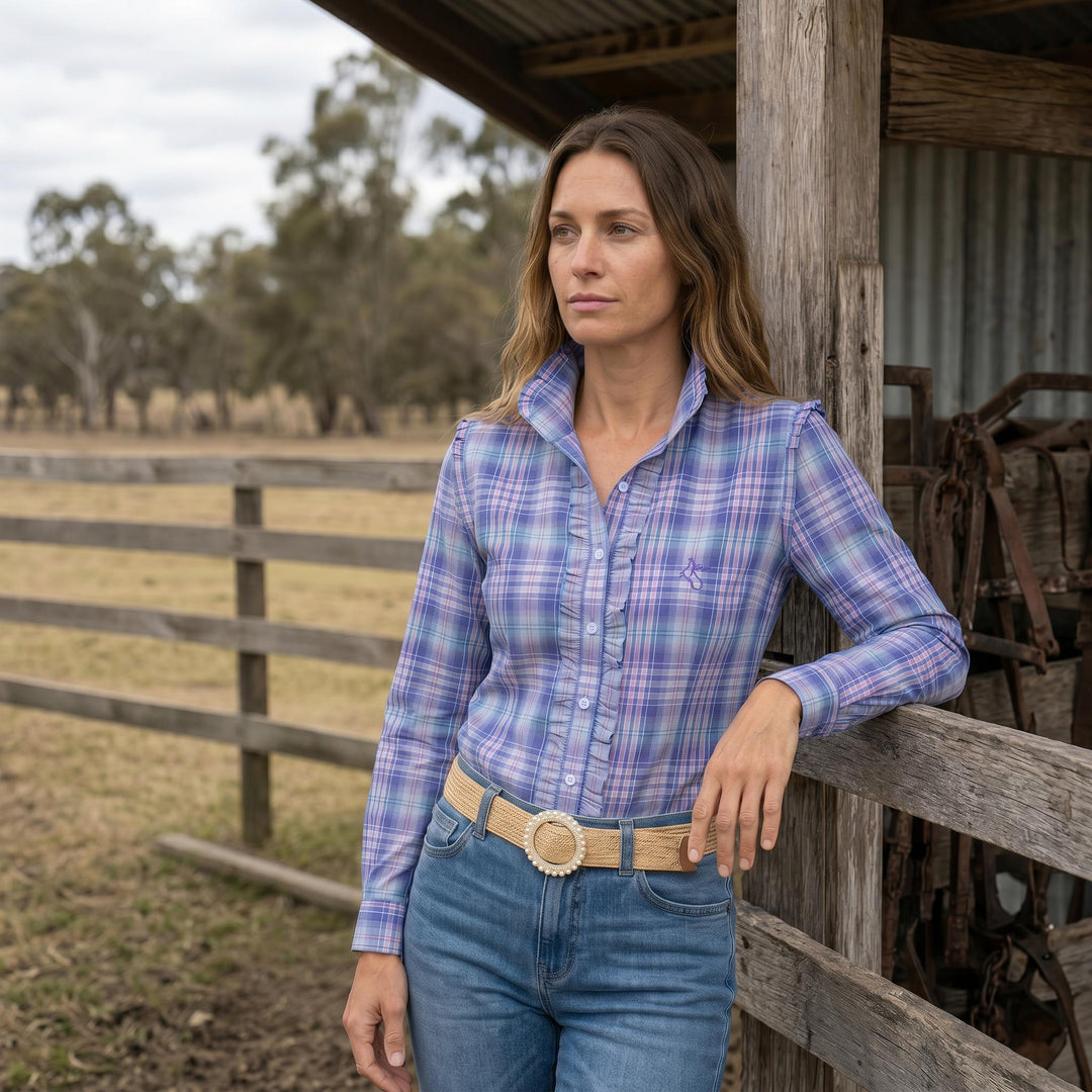 Black Colt - Sara Shirt in Blue, PInk & Orange Check