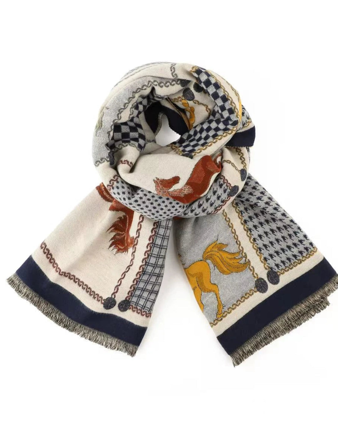 GW - Reversible Winter Scarf Saddleclub in Navy Blue