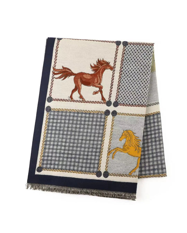 GW - Reversible Winter Scarf Saddleclub in Navy Blue