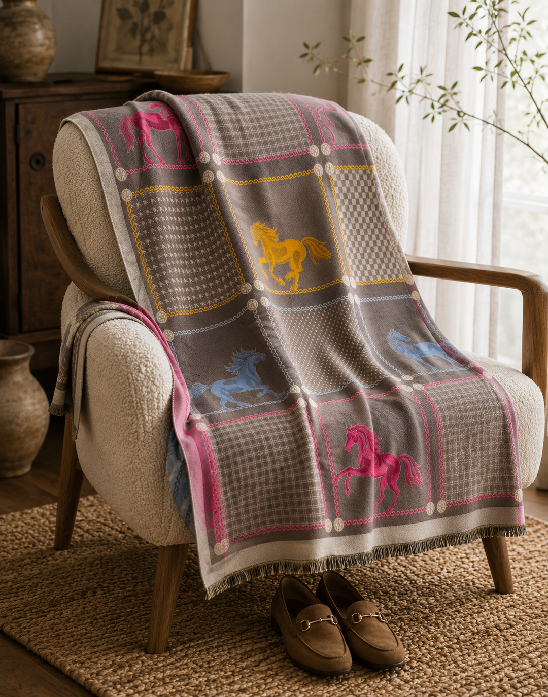GW - Reversible Winter Scarf Saddleclub in Pastels