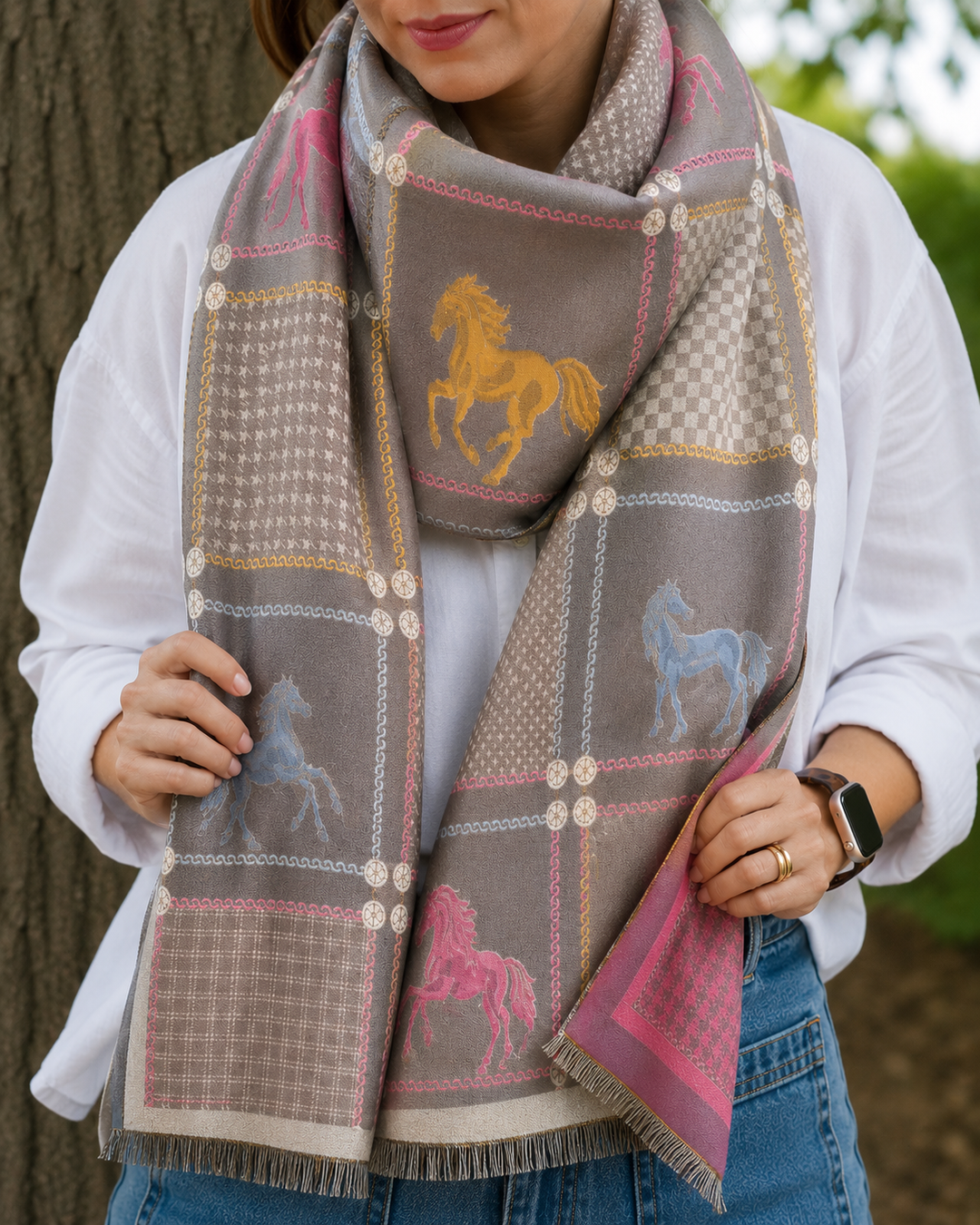 GW - Reversible Winter Scarf Saddleclub in Pastels