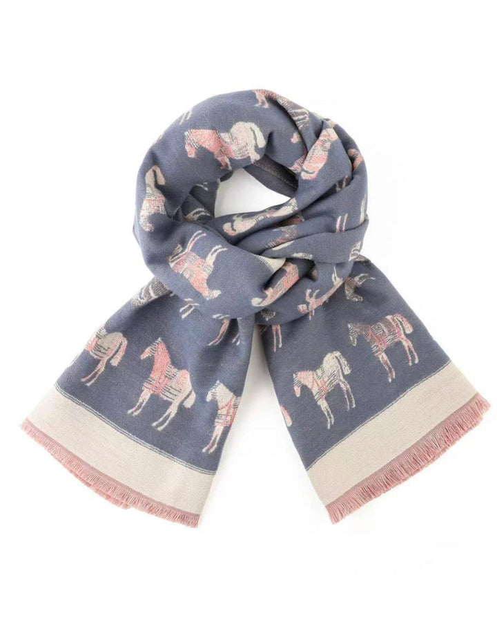 GW -  Reversible Winter Scarf Equestrian in Blue/Pink