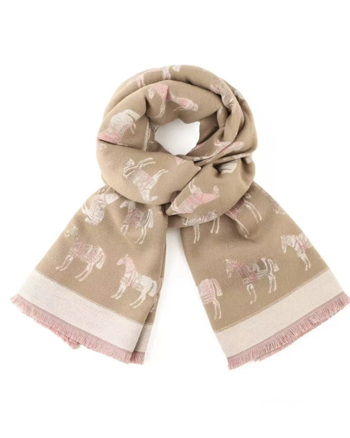 GW - Reversible Winter Scarf Equestrian in Biege & Pink