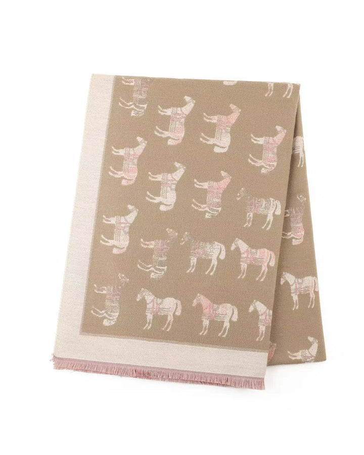 GW - Reversible Winter Scarf Equestrian in Biege & Pink