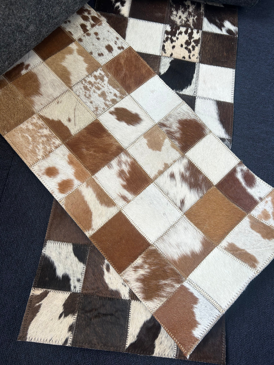 TDE - cowhide Patchwork Table Runner