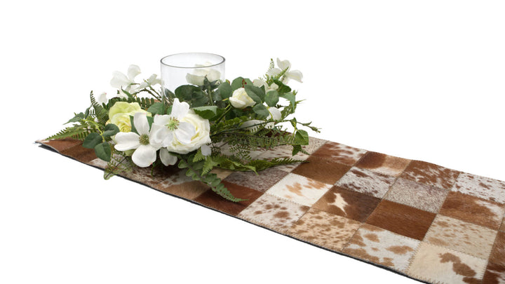 TDE - cowhide Patchwork Table Runner