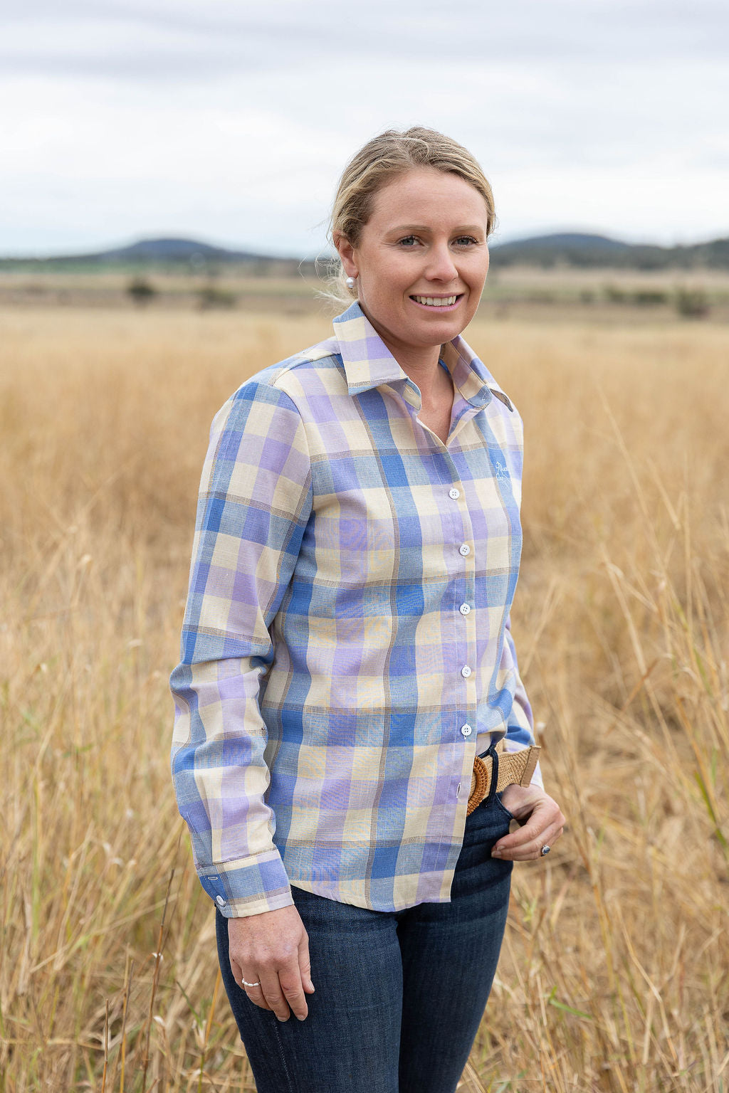 Blackcolt - Jane shirt in Purple & Yellow Check