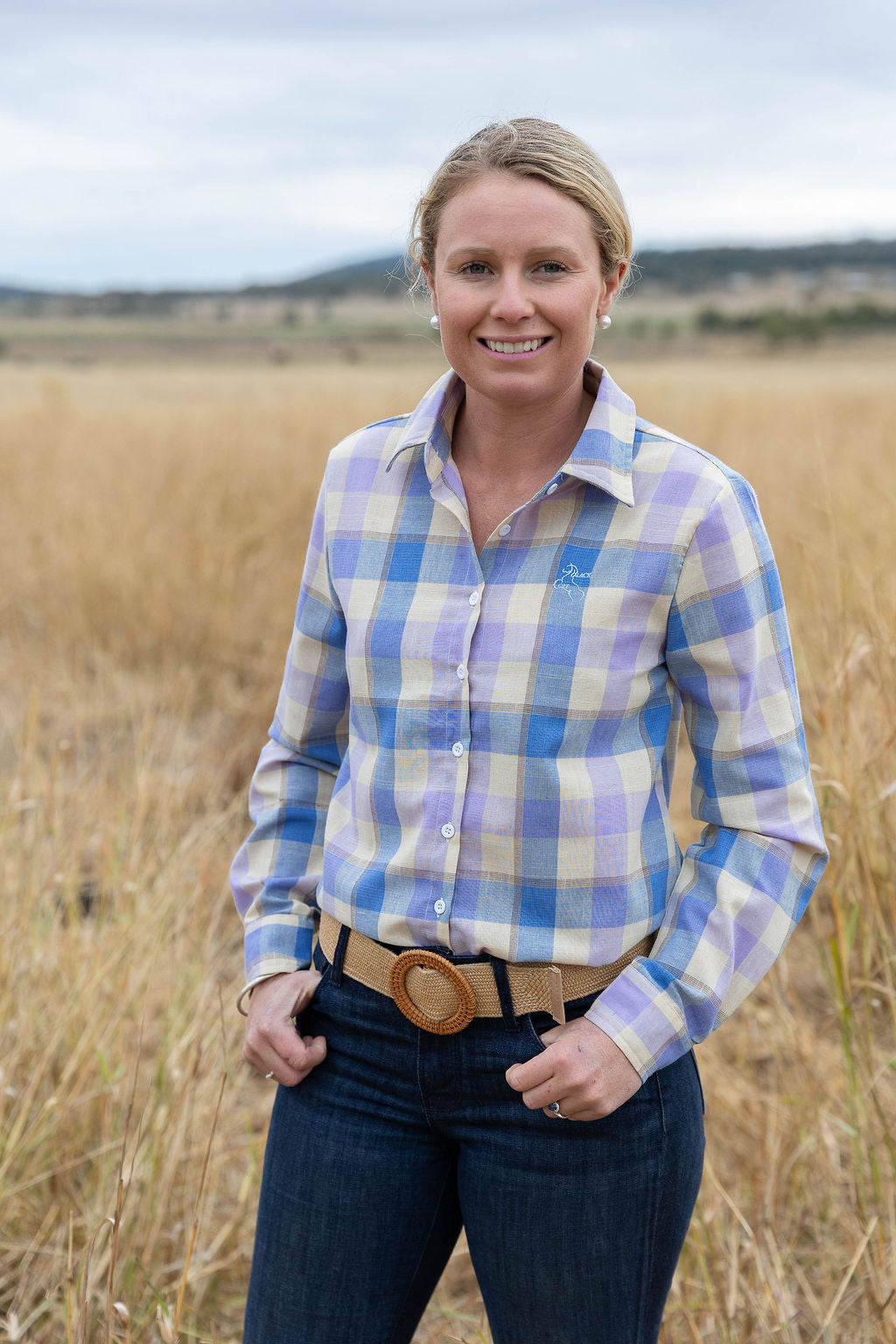 Blackcolt - Jane shirt in Purple & Yellow Check