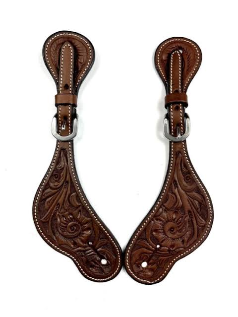 Ezy Ride Spur Strap shaped with Floral Stamping Chocolate