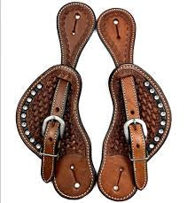 Ezy Ride Spur Strap Cowboy with Stamping and Prisms Chestnut Ladies