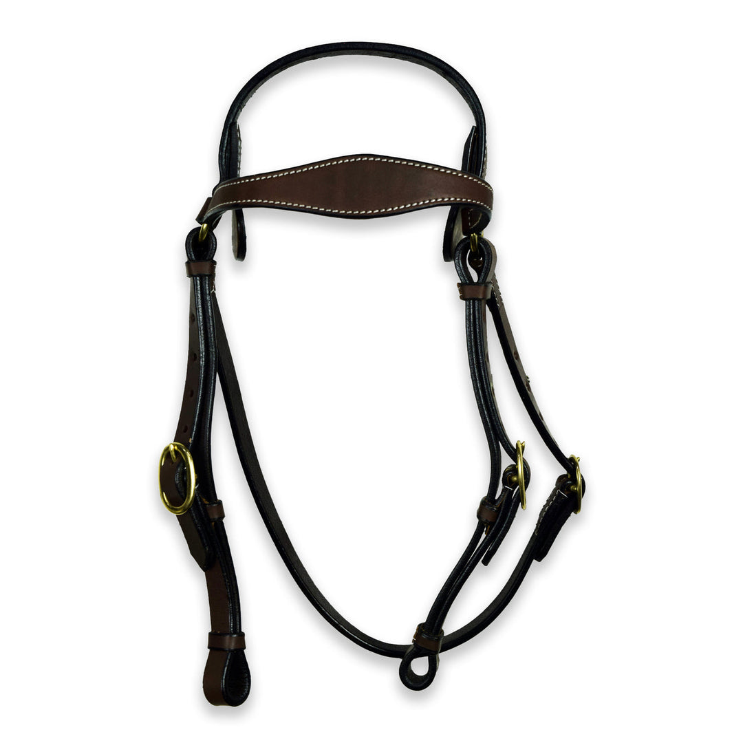 Ezy Ride Bridle Barcoo with Shaped Brow and Brass Buckles Chocolate