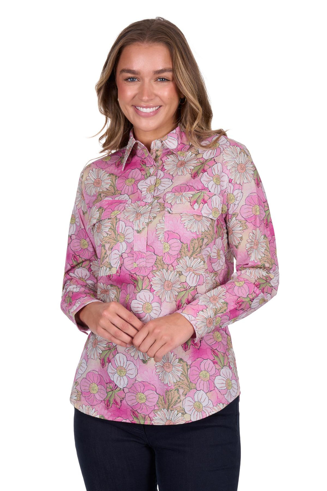 Hard Slog Women’s Etta Half Placket Long Sleeve Shirt