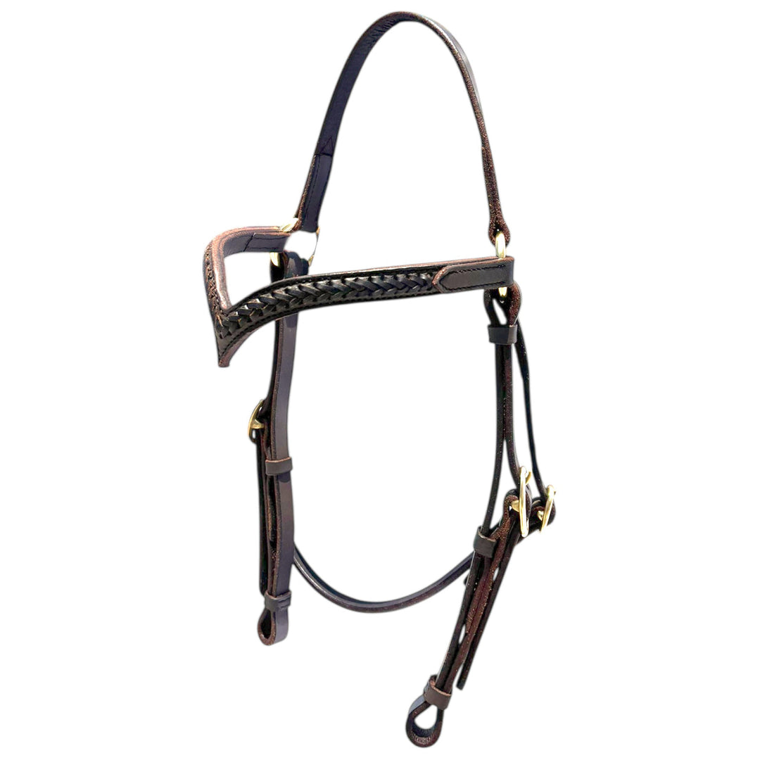 Toprail Equine -  Leather Bridle with deep V Browband