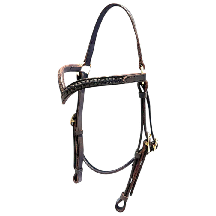 Toprail Equine -  Leather Bridle with deep V Browband