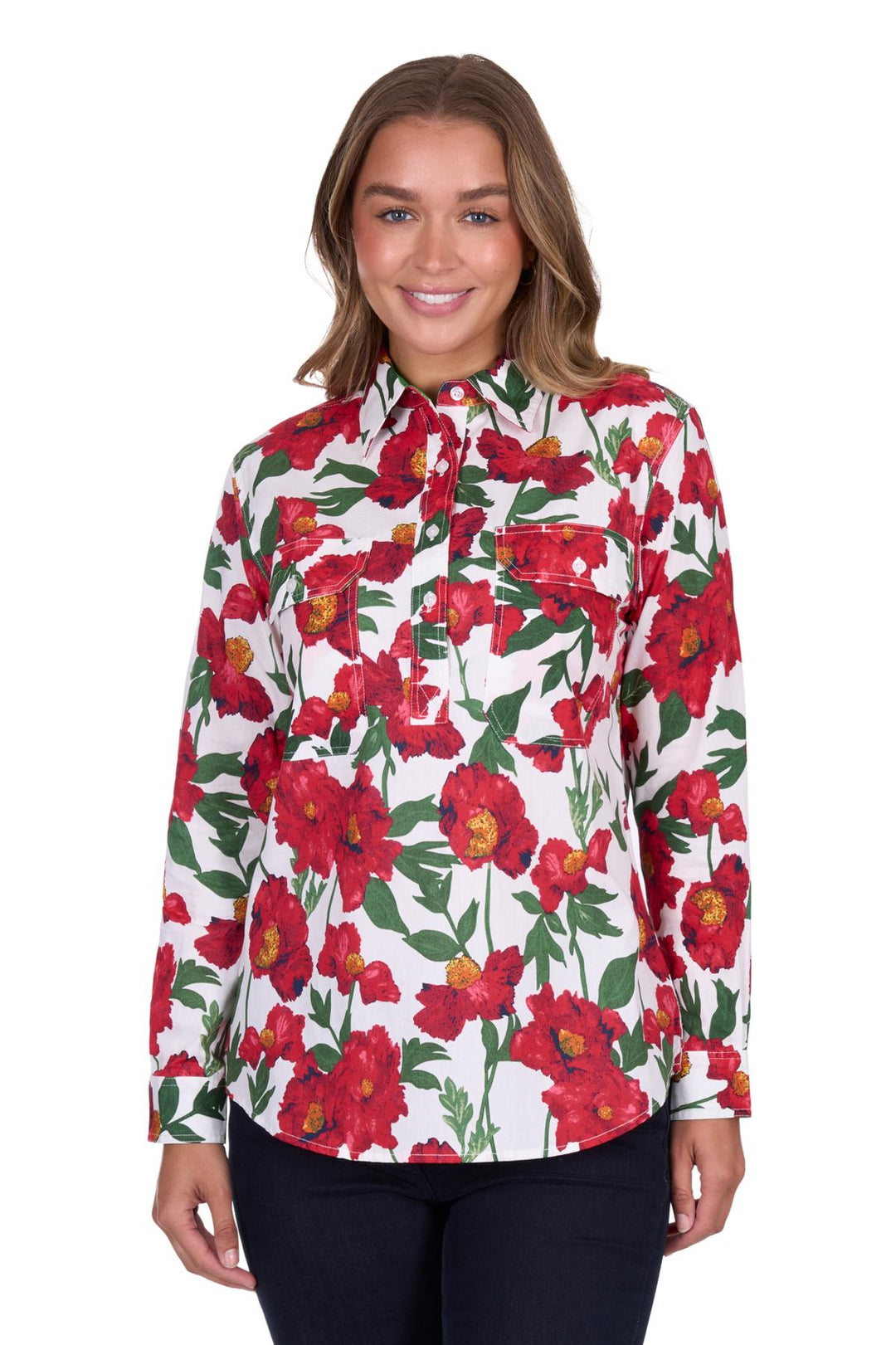Hard Slog Women’s Zoe Half Placket Long Sleeve Shirt