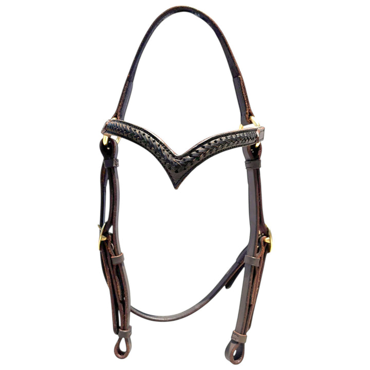 Toprail Equine -  Leather Bridle with deep V Browband