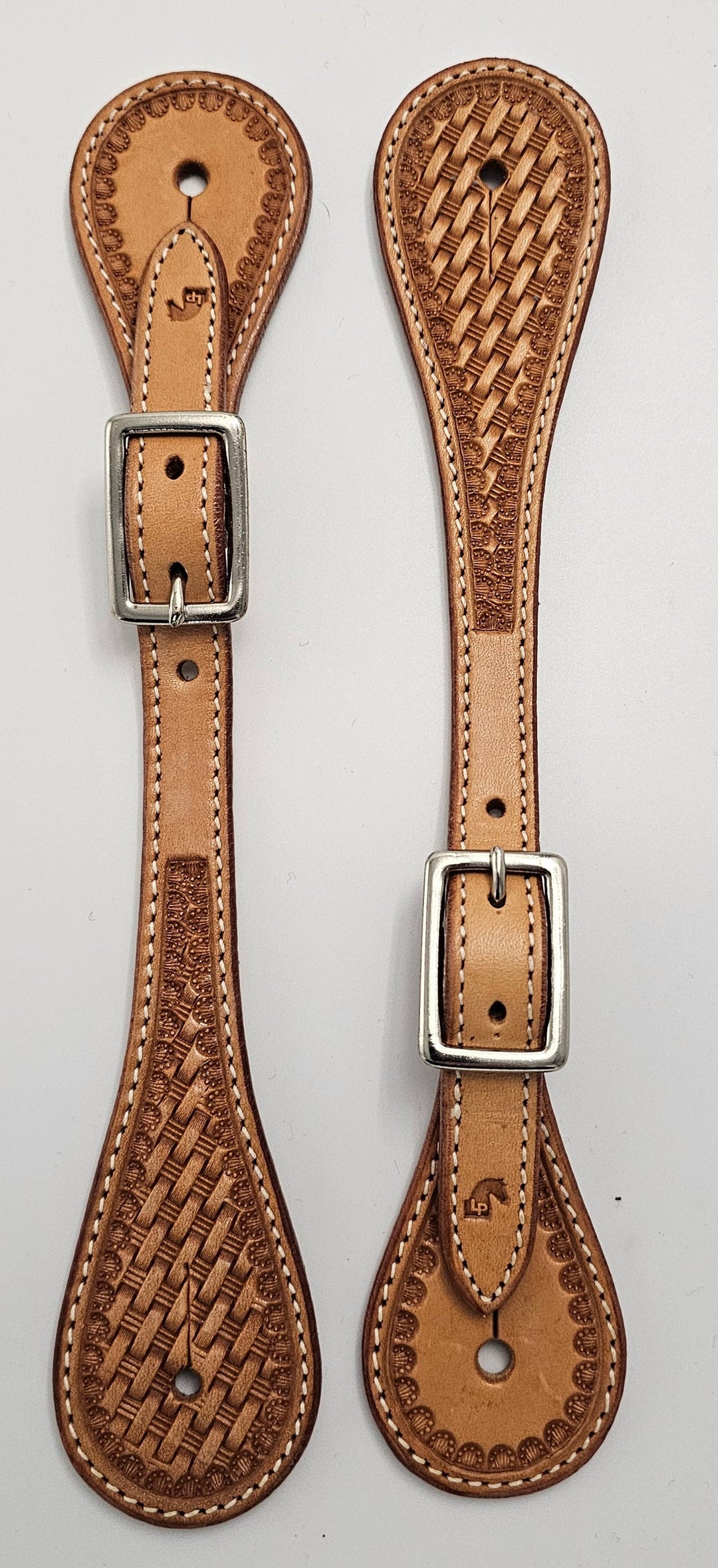 Toprail Equine - Unisex Basket Stamped Straight Spur Straps SPS-2546