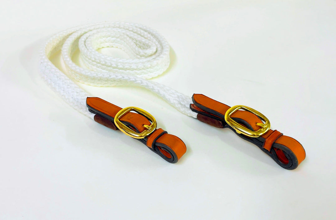 Toprail Equine - "CUBBAROO COTTON" Polocrosse Reins with Brass Buckle 5'2"
