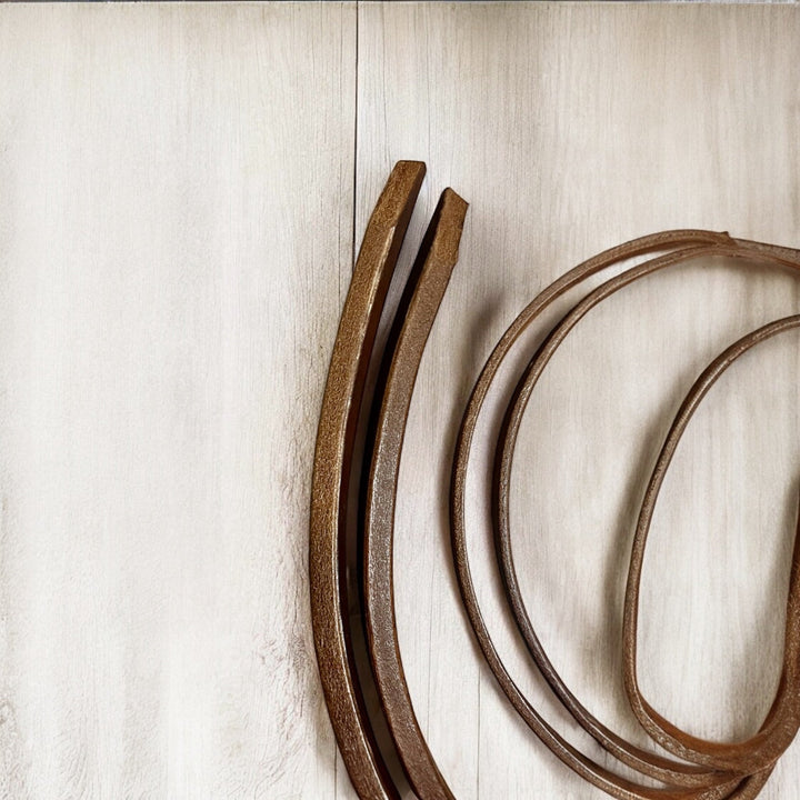 Top Rail Equine - Harness Leather Weighted Split Reins with Tie Ends 7'6" TE-RN-439